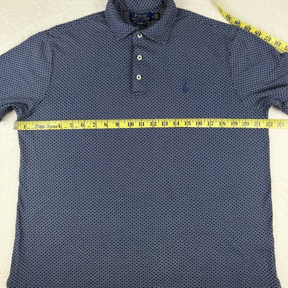 Polo Ralph Lauren Shirt Mens Medium Blue AOP Circle Print Custom Classic‎ Fit